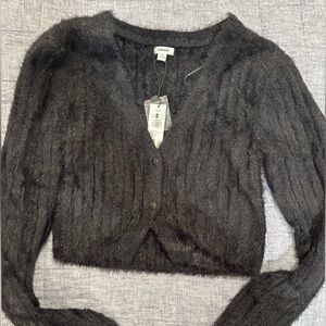 Cropped fuzzy black sweater by Garage. NWT. Super silky yet cozy. . P/S.
